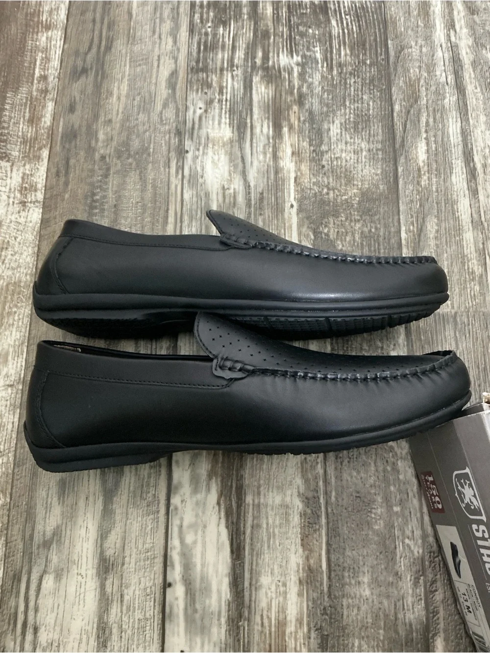 Stacy Adams Black Perforated Slip-On Loafers Size 13